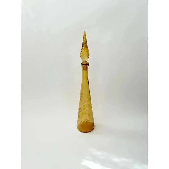 Vintage Empoli Textured Italian Glass 22" Yellow Decanter with Stopper - Picture 10 of 10